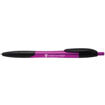 Marritta - Vivid metallic brights and handy stylus tip make this promotional pen stand out
Contoured barrel with patterned black accents fits perfectly in the hand
Vivid colors make a bold statement