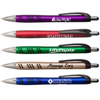 Mantaray Stylus - Ultramodern stylus pen is sleek and stylish. Rich shimmering metallics contrast with matte black and shining silver trim. Jumbo hourglass shape and rubber grippers provide exceptional writing comfort. Smooth writing black ink.
