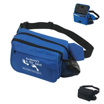 Fanny Pack - Made Of 600D Polyester | Side Mesh Pocket For Water Bottle | Two Inside Pockets | Three Outside Zippered Pockets | Inside Organizer Pocket Holds Tickets, Keys And Passport | 46" Maximum Belt Size