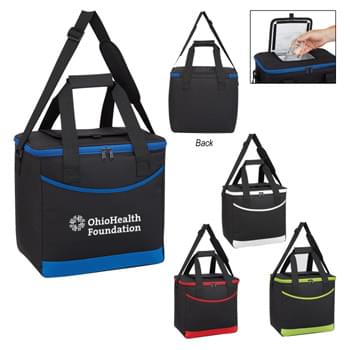Grab-N-Go Kooler Tote Bag - Made Of Combo: 600D Polyester And PVC | PEVA Lining | Adjustable Shoulder Strap And 22" Web Carrying Handles With Hook And Loop Comfort Grip | Large Front Pocket | Easy Access Top Compartment | Zippered Main Compartment | 8" Bottom Gusset | Spot Clean/Air Dry