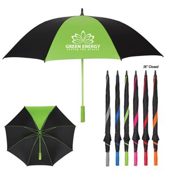 60" Arc Splash of Color Golf Umbrella - Manual Open | Single Colored Panel With Matching Metal Shaft, Fiberglass Frame And EVA Foam Handle | Pongee Material