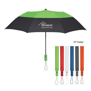 46" Arc Color Top Folding Umbrella - Automatic Open | Metal Shaft With Matching Handle | Matching Sleeve | Polyester Material