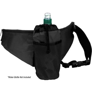 Water Bottle Fanny Pack - Made Of 70D Nylon | Pockets On Sides And Front | Insulated Bottle Holder | Adjustable Waist Strap | 44" Maximum Belt Size