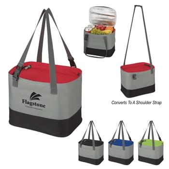 Recess Cooler Lunch Bag - Made Of 600D Polyester   |  Foil Laminated PE Foam Insulation    |  Recessed Top Zippered Main Compartment    | 18" Carrying Handles Convert Into 36" Shoulder Strap   | Spot Clean/Air Dry