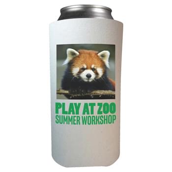 Full Color 16 Oz. Tall Boy Coolie - 1/8" High Density Foam | Folds Flat For Pocket Or Purse Storage
