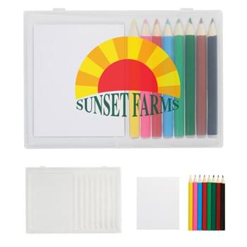 8-Piece Colored Pencil Art Set In Case - 20 Page Notepad  | Pencil Colors Include Black, Brown, Green, Light Blue, Forest Green, Red, Pink and Yellow