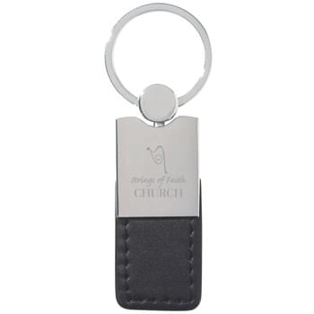 Metal/Simulated Leather Key Tag - CLOSEOUT! Please call to confirm inventory available prior to placing your order!<br />--