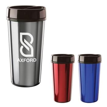 16 Oz. ThermalTraveller Metallic Foil - Break-Resistant Durable Acrylic | Double Wall Insulated | Includes Mechanical Open-Close Lid (Patent D470,008) | Metallic Foil Insert With High Polish Luster Designed To Accentuate Your Advertising Message. | Fits In Most Auto Cup Holders | Made In The USA | Union Made (UFCW Local 2013) | Meets FDA Requirements | BPA Free | Hand Wash Recommended