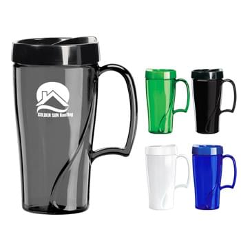 16 Oz. Arrondi Travel Mug - Break-Resistant Durable Acrylic  | Includes Mechanical â‚¬ËœOpen-Closeâ‚¬â„¢ Lid | Microwave Safe | Fits In Most Auto Cup Holders | Made In The USA | Union Made (UFCW Local 2013) | Meets FDA Requirements | BPA Free | Hand Wash Only