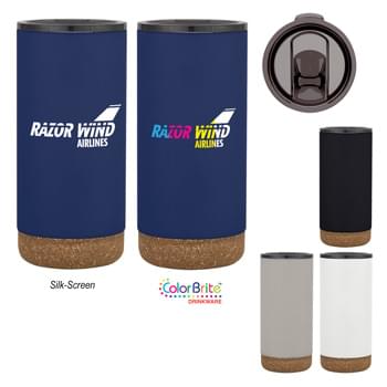 16 Oz. Wellington Stainless Steel Tumbler - Stainless Steel Outer and Inner   | Double Wall Construction For Insulation Of Hot Or Cold Liquids  | Vacuum Insulated   | Screw On, Spill-Resistant Lid   | Cork-Look Rubberized Base Protects Surfaces From Heat And Scratches  | Keeps Drinks Cold Up To 24 Hours and Hot Up to 12 Hours | Meets FDA Requirements   | BPA Free  | Hand Wash Recommended