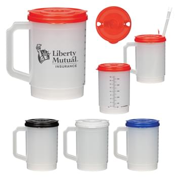 20 Oz. Medical Tumbler With Measurements - Polypropylene Material  | Double Wall Construction For Insulation Of Hot Or Cold Liquids | Snap-On, Spill-Resistant Flip-Top Lid | 9" Flexi Straw Included | Two Lid Openings, One With Straw And One With Sip Through Hole | Measurement Scale In Ounces And Milliliters Makes Tracking Liquid Intake Easy   | Meets FDA Requirements  | BPA Free   | Hand Wash Recommended  