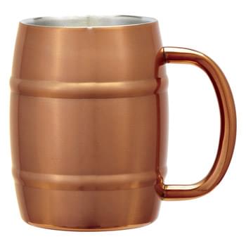 14 Oz. Moscow Mule Barrel Mug - Stainless Steel Outer And Inner | Double Wall Construction For Insulation Of Hot Or Cold Liquids   | BPA Free   | Meets FDA Requirements   | Hand Wash Recommended