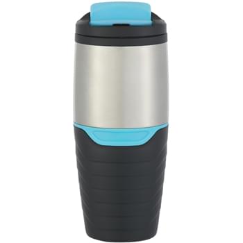 16 Oz. Stainless Steel Tumbler With Flip Lock Lid - CLOSEOUT! Please call to confirm inventory available prior to placing your order!<br />Double Wall Construction For Insulation Of Hot Or Cold Liquids | Spill-Resistant Flip Open Lid | Plastic Inner Liner | Rubber Grip | Meets FDA Requirements | BPA Free | Hand Wash Recommended