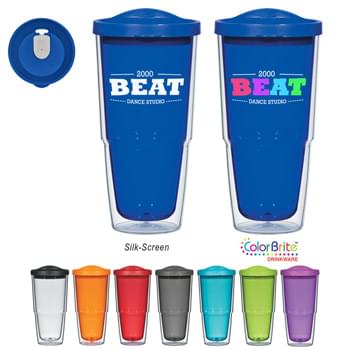 24 Oz. Biggie Tumbler With Lid - Double Wall Construction For Insulation Of Hot Or Cold Liquids | Thumb Slide Lid | Meets FDA Requirements | BPA Free | Hand Wash Recommended