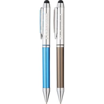 Luxe Lucite Ballpoint Stylus - CLOSEOUT! Please call to confirm inventory available prior to placing your order!<br />Exclusive Luxe design. Translucent bottom barrel with polished chrome upper barrel. Soft, rubber touch stylus. Subtle Luxe branding etched on bottom barrel. Pen includes premium black ballpoint ink. Includes Luxe gift packaging. 