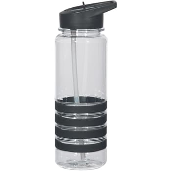 24 Oz. Banded Gripper Bottle With Straw - Durable Tritanâ„¢ Material | BPA Free | Meets FDA Requirements | Impact And Shatter Resistant | Screw On, Spill-Resistant Sip Top Lid | Easy Carry Handle | Silicone Bands For Comfort Grip | Hand Wash Recommended