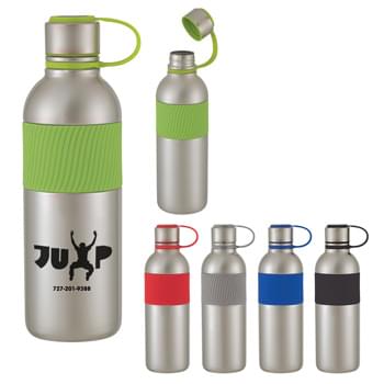 30 Oz. Zarah Stainless Steel Bottle - CLOSEOUT! Please call to confirm inventory available prior to placing your order!<br />Self-Attached, Screw On, Spill-Resistant Lid | Silicone Band For Easy Comfort Grip   | Non-Slip Bottom  | Meets FDA Requirements  | BPA Free   | Hand Wash Recommended