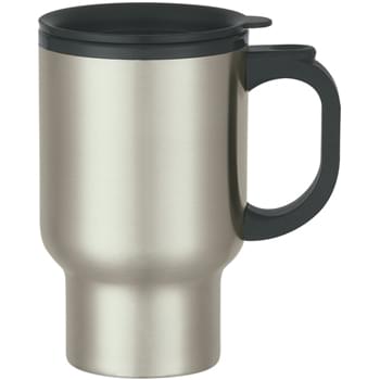 16 Oz. Stainless Steel Travel Mug With Sip-Thru Lid And Plastic Inner Liner - Double Wall Construction For Insulation Of Hot Or Cold Liquids | Meets FDA Requirements | BPA Free | Hand Wash Recommended