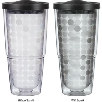 24 Oz. Color Changing Biggie Tumbler - CLOSEOUT! Please call to confirm inventory available prior to placing your order!<br />AS Material   | Double Wall Construction For Insulation Of Hot Or Cold Liquids   | Thumb-Slide Lid   | Circles Change Color When Ice-Cold Beverages Are Added | BPA Free   | Meets FDA Requirements   | Hand Wash Recommended 