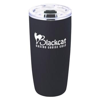 19 Oz. Everest Noir Tumbler - Acrylic Outer and Inner | Double Wall Construction For Insulation Of Hot Or Cold Liquids | Snap-On, Spill-Resistant Thumb-Slide Lid With Rubber Gasket | Smooth Rubberized Finish | Meets FDA Requirements | BPA Free | Hand Wash Recommended