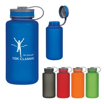 32 Oz. Tritan Hydrator Sports Bottle - Durable Tritan Material | Impact And Shatter Resistant  | Self-Attached, Screw On, Spill-Resistant Lid | Smooth Rubberized Finish | Wide Mouth Opening | Meets FDA Requirements | BPA Free | Hand Wash Recommended