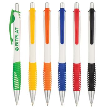 Ridgeline Prism Pen - CLOSEOUT! Please call to confirm inventory available prior to placing your order!<br />Plunger Action   | Rubber Grip For Writing Comfort And Control