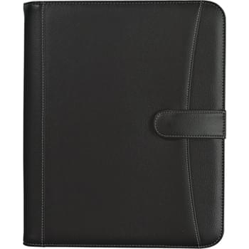 Pebble Grain 8 ½" x 11" Zippered Portfolio With Calculator - Calculator, 4 Card Holders, Elastic Pen Loop, 3 Interior Pockets (One With A Zipper) And Mesh ID Holder | Outside Front Pocket With Snap Closure | Includes 30 Page 8 Â½" x 11" Writing Pad | Outside Zipper For Security
