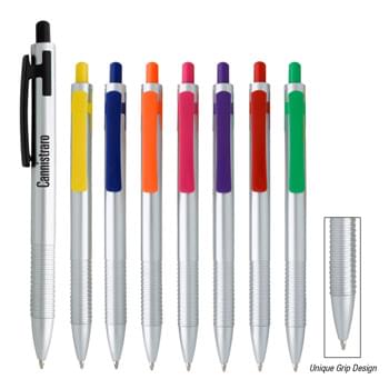 Threaded Grip Pen - CLOSEOUT! Please call to confirm inventory available prior to placing your order!<br />Plunger Action   | Unique Grip Design