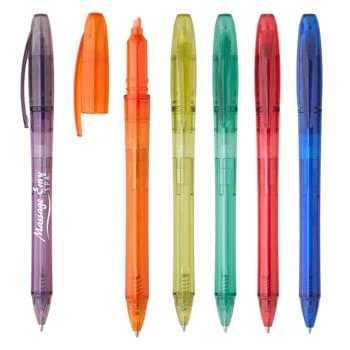 Gemini Highlighter Pen - CLOSEOUT! Please call to confirm inventory available prior to placing your order!<br />Twist Action   | Ballpoint Pen With Black Ink   | Chisel Tip Highlighter