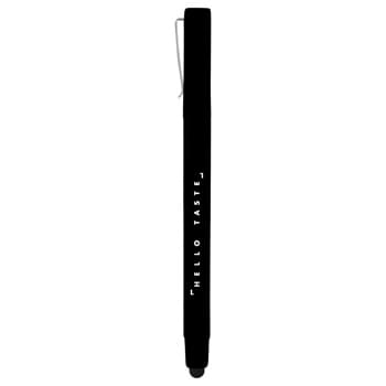 Ambassador Square Ballpoint Stylus - Square barrel with removable pen cap. Metal pen clip allows for this pen to be inserted into a journal spine or on front cover. Soft, rubber stylus. Includes premium black ballpoint ink cartridge.