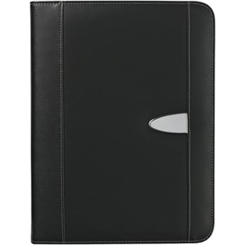 Eclipse Bonded Leather 8 ½" x 11" Zippered Portfolio With Calculator - Includes 30 Page 8 Â½" x 11" Writing Pad | Elastic Pen Loop, Card Holders, Mesh ID Holder And Calculator | 3 Interior Pockets: One With A Zipper And One Is Expandable | Outside Zipper For Security