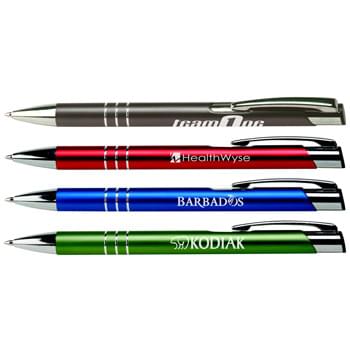 Sonata - No moonlight required! Feel the rhythm of fine writing with our Sonata push retractable ballpoint pen. The Sonata comes in 4 soft metallic colors with a triple silver band detail. Black ink only. Each pen comes individually cellophaned.