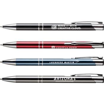 Sonata Glass - Deep executive colors in a gloss finish with shining silver accents. Sleek lines for high end appeal at a budget price. Smooth writing blue ink.