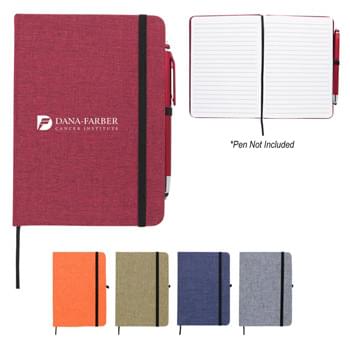 5" x 7" Heathered Journal - 80 Page Lined Notebook | Matching Strap, Bookmark And Pen Loop | Polycanvas Cover