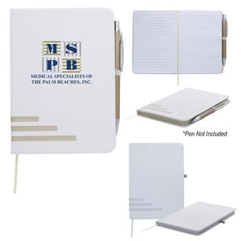5" x 7" Metallic Stripe Journal - CLOSEOUT! Please call to confirm inventory available prior to placing your order!<br />80 Page Lined Notebook | Matching Bookmark, Pen Loop And Colored Paper Edge | Polyurethane Cover