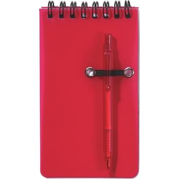Spiral Jotter & Pen - 50 Page Lined Notebook | Elastic Pen Loop | Matching Ballpoint Pen