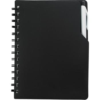 Spiral Notebook With Pen - CLOSEOUT! Please call to confirm inventory available prior to placing your order!<br />100 Page Lined Notebook | Matching Pen In Elastic Pen Loop