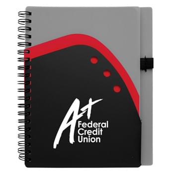 5" x 7" Double Ridge Spiral Notebook - CLOSEOUT! Please call to confirm inventory available prior to placing your order!<br />70 Page Lined Notebook | Pen Loop | Front Cover With 3 Pockets | Polyurethane Cover