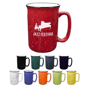 14 Oz. Tall Campfire Mug - Retro Granite Design  | Elongated Handle  | Meets FDA Requirements   | Hand Wash Recommended