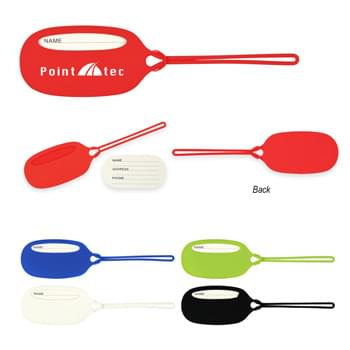 Silicone Luggage Tag - CLOSEOUT! Please call to confirm inventory available prior to placing your order!<br />Soft Touch Material | Loop And Spaghetti Strap Closure | ID Card