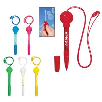 Bubble Pen - CLOSEOUT! Please call to confirm inventory available prior to placing your order!<br />Hours Of Fun! | .17 Oz. | Attached Break-Away Neck Cord | Ballpoint Pen | Removable Cap With Wand
