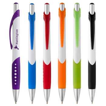 Dotted Line Pen - CLOSEOUT! Please call to confirm inventory available prior to placing your order!<br />Plunger Action | Rubber Grip For Writing Comfort And Control