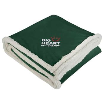 Field & Co. Sherpa Blanket  - CLOSEOUT! Please call to confirm inventory available prior to placing your order!<br />The Field & Co. Sherpa Blanket features a classic look with timeless style. Super soft and cozy, a perfect luxurious comfort. Combines soft velour and Sherpa backing with Field & Co. vintage branding elements and details. Unfolded: 50 x60  Free run charges for embroidery up to 7500 stitches.