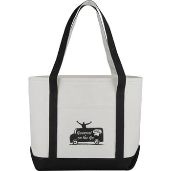 Premium Heavy Weight Cotton Boat Tote - Great for outdoor events and travel. Classic boat tote shape in heavy weight and sturdy material. Open main compartment. Open front pocket. 12" handle drop height.