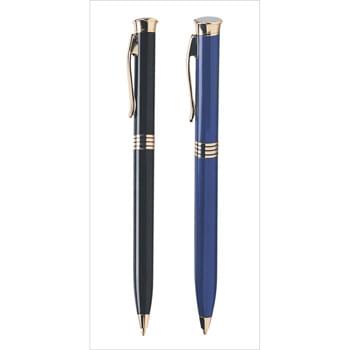 Bishop Photo - Slim twist action executive pen. Deep corporate colors with 24 Karat gold-plated accents and full color photo dome.  Guaranteed smooth writing black ink cartridge.