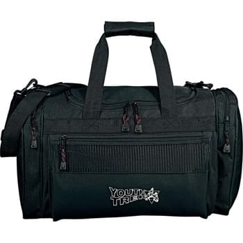 Excel Sport Deluxe 20" Duffel - Zippered main compartment.  Zippered front and end pockets.  Detachable, adjustable shoulder strap.