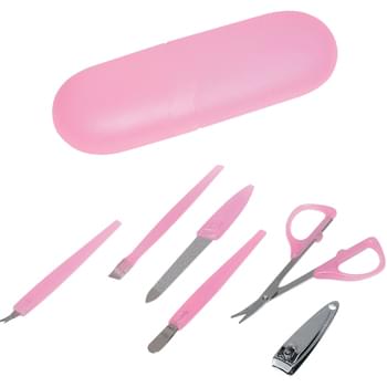 Manicure Set In Gift Tube - 6 Piece Manicure Set In 2 Piece Gift Tube | Kit Includes: Manicure Scissors, Nail Clipper, Cuticle Trimmer, Nail File, Cuticle Pusher And Cuticle Shaper That Match Case Color | All Implements Are Stainless Steel