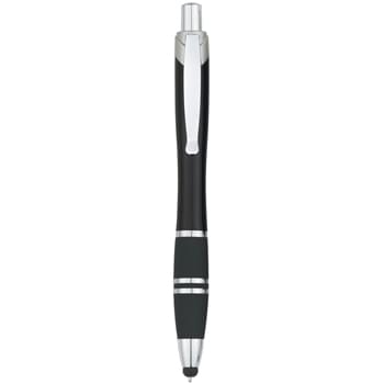 Tri-Band Pen With Stylus - Rubber Grip For Writing Comfort And Control | Plunger Action | Push Down To Use Pen And Retract To Use Stylus