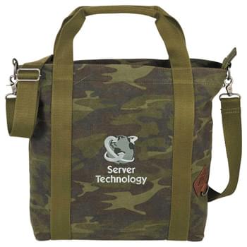 Alternative Camo 15" Computer Tote - CLOSEOUT! Please call to confirm inventory available prior to placing your order!<br />Alternative moves through the world in a different way. Creating products people want to use every day; Alternative represents quality materials, durable construction and design clarity. Durable washed cotton canvas, zippered main compartment which can hold up to a 15'' laptop. This tote can be carried by the adjustable and removable shoulder strap or the carry handles. Alternative branding elements.