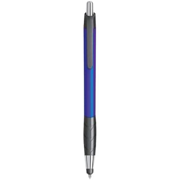 Zander Stylus Pen - Plunger Action  | Rubber Grip For Writing Comfort And Control | Push Down To Use Pen And Retract To Use Stylus